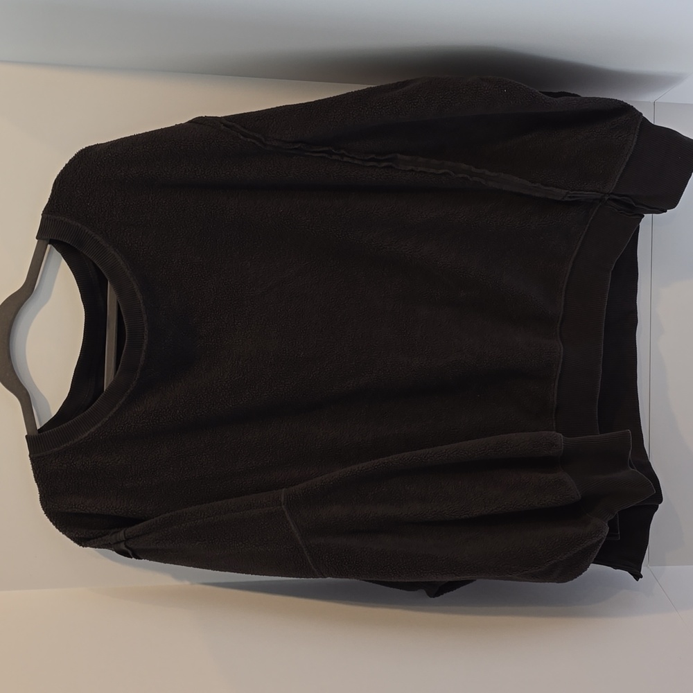 American Eagle Grey Sherpa-Lined Crewneck Sweatshirt XL